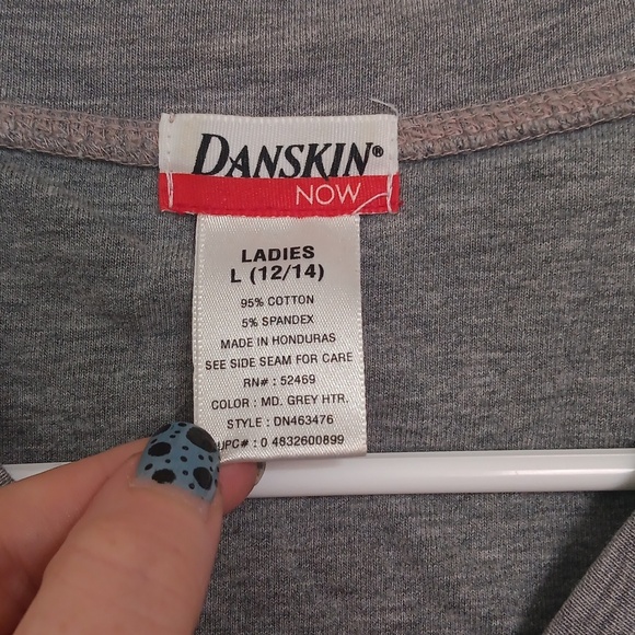 Danskin Grey Collarless Full Zip Lightweight Jacket Size Large - Picture 2 of 3